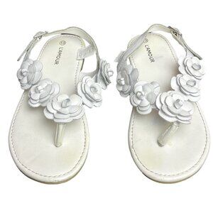 L'Amour Flower Thong Sandals White 13